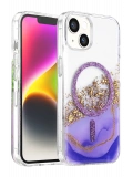 Onegif Apple iPhone 14 Lotus Simli Magsafe Kapak - Mor