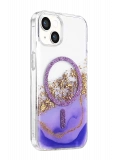 Onegif Apple iPhone 14 Lotus Simli Magsafe Kapak - Mor