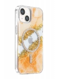 Onegif Apple iPhone 14 Lotus Simli Magsafe Kapak - Turuncu