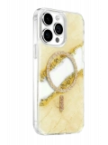 Onegif Apple iPhone 14 Pro Max Lotus Simli Magsafe Kapak - Gümüş
