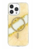 Onegif Apple iPhone 14 Pro Max Lotus Simli Magsafe Kapak - Gümüş