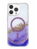 Onegif Apple iPhone 14 Pro Max Lotus Simli Magsafe Kapak - Mor