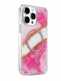 Onegif Apple iPhone 14 Pro Max Lotus Simli Magsafe Kapak - Pembe