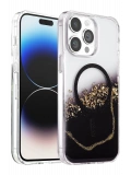 Onegif Apple iPhone 14 Pro Max Lotus Simli Magsafe Kapak - Siyah