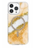 Onegif Apple iPhone 14 Pro Max Lotus Simli Magsafe Kapak - Turuncu