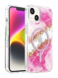 Onegif Apple iPhone 15 Lotus Simli Magsafe Kapak - Pembe
