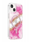 Onegif Apple iPhone 15 Lotus Simli Magsafe Kapak - Pembe