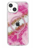 Onegif Apple iPhone 15 Lotus Simli Magsafe Kapak - Pembe
