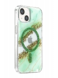Onegif Apple iPhone 15 Lotus Simli Magsafe Kapak - Yeşil