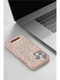 Onegif Apple iPhone 15 Pro Max Bright Simli Kapak - Pembe
