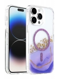 Onegif Apple iPhone 15 Pro Max Lotus Simli Magsafe Kapak - Mor