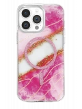 Onegif Apple iPhone 15 Pro Max Lotus Simli Magsafe Kapak - Pembe