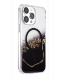 Onegif Apple iPhone 15 Pro Max Lotus Simli Magsafe Kapak - Siyah