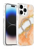 Onegif Apple iPhone 15 Pro Max Lotus Simli Magsafe Kapak - Turuncu