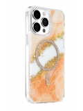 Onegif Apple iPhone 15 Pro Max Lotus Simli Magsafe Kapak - Turuncu