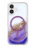 Onegif Apple iPhone 16 Lotus Simli Magsafe Kapak - Mor