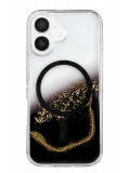 Onegif Apple iPhone 16 Lotus Simli Magsafe Kapak - Siyah