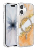 Onegif Apple iPhone 16 Lotus Simli Magsafe Kapak - Turuncu