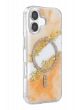 Onegif Apple iPhone 16 Lotus Simli Magsafe Kapak - Turuncu