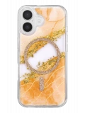 Onegif Apple iPhone 16 Lotus Simli Magsafe Kapak - Turuncu