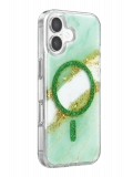 Onegif Apple iPhone 16 Lotus Simli Magsafe Kapak - Yeşil