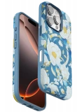 Onegif Apple iPhone 16 Pro Max Flower Series Magsafe Kapak - Mavi