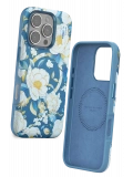 Onegif Apple iPhone 16 Pro Max Flower Series Magsafe Kapak - Mavi