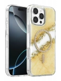 Onegif Apple iPhone 16 Pro Max Lotus Simli Magsafe Kapak - Gümüş