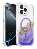 Onegif Apple iPhone 16 Pro Max Lotus Simli Magsafe Kapak - Mor