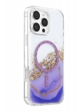 Onegif Apple iPhone 16 Pro Max Lotus Simli Magsafe Kapak - Mor