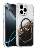 Onegif Apple iPhone 16 Pro Max Lotus Simli Magsafe Kapak - Siyah