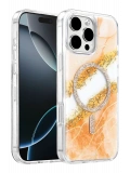 Onegif Apple iPhone 16 Pro Max Lotus Simli Magsafe Kapak - Turuncu