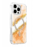 Onegif Apple iPhone 16 Pro Max Lotus Simli Magsafe Kapak - Turuncu