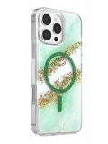 Onegif Apple iPhone 16 Pro Max Lotus Simli Magsafe Kapak - Yeşil