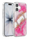 Onegif Apple iPhone 17 Lotus Simli Magsafe Kapak - Pembe