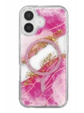 Onegif Apple iPhone 17 Lotus Simli Magsafe Kapak - Pembe