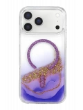 Onegif Apple iPhone 17 Pro Lotus Simli Magsafe Kapak - Mor