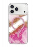 Onegif Apple iPhone 17 Pro Lotus Simli Magsafe Kapak - Pembe