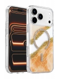 Onegif Apple iPhone 17 Pro Lotus Simli Magsafe Kapak - Turuncu