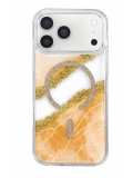 Onegif Apple iPhone 17 Pro Lotus Simli Magsafe Kapak - Turuncu