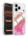 Onegif Apple iPhone 17 Pro Max Lotus Simli Magsafe Kapak - Pembe