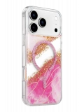 Onegif Apple iPhone 17 Pro Max Lotus Simli Magsafe Kapak - Pembe