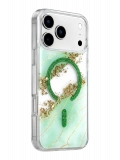 Onegif Apple iPhone 17 Pro Max Lotus Simli Magsafe Kapak - Yeşil