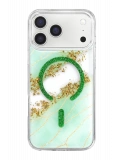 Onegif Apple iPhone 17 Pro Max Lotus Simli Magsafe Kapak - Yeşil