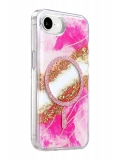 Onegif Apple iPhone 17E Lotus Simli Magsafe Kapak - Pembe