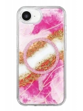Onegif Apple iPhone 17E Lotus Simli Magsafe Kapak - Pembe