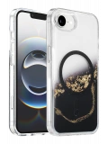 Onegif Apple iPhone 17E Lotus Simli Magsafe Kapak - Siyah