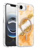 Onegif Apple iPhone 17E Lotus Simli Magsafe Kapak - Turuncu