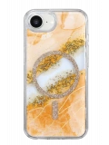 Onegif Apple iPhone 17E Lotus Simli Magsafe Kapak - Turuncu