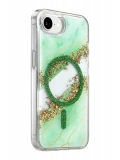 Onegif Apple iPhone 17E Lotus Simli Magsafe Kapak - Yeşil